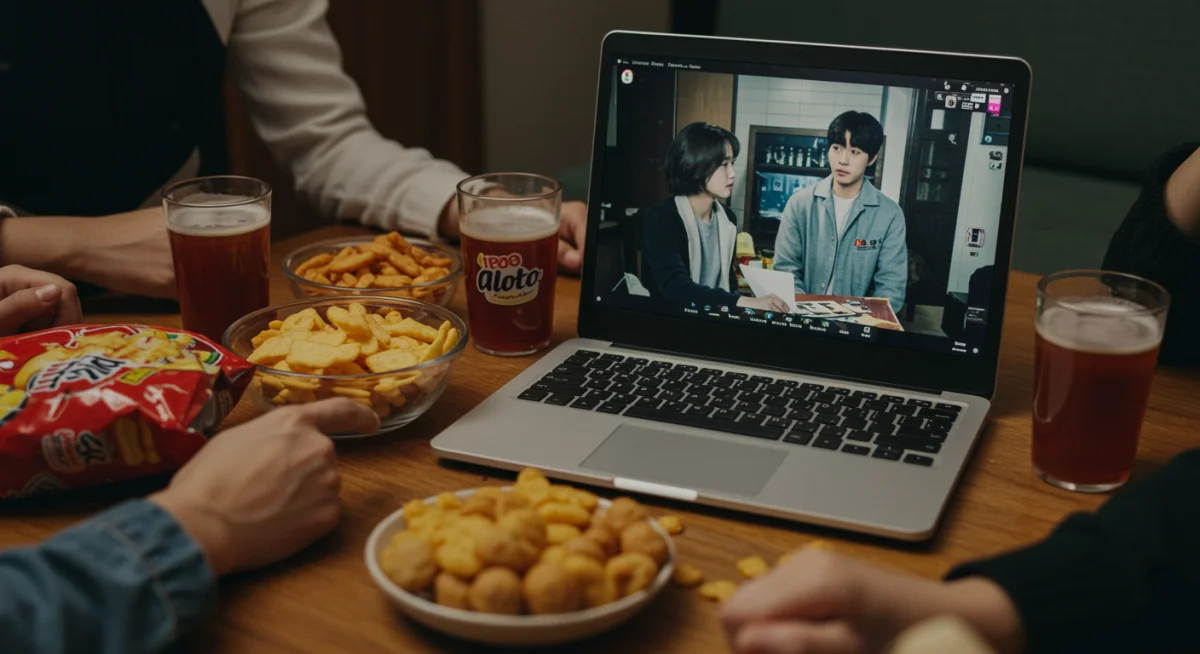Amigos viendo K-dramas doblados en español latino en México.