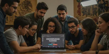 Cineastas mexicanos colaborando en una estrategia de financiamiento colectivo para documentales.