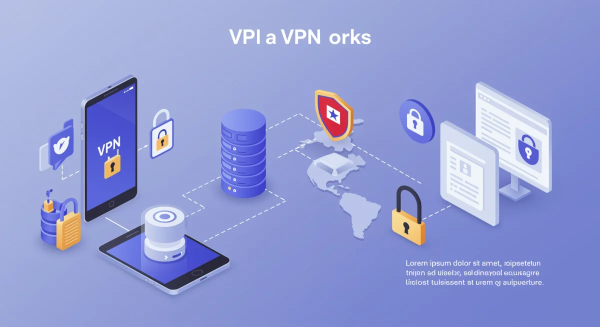 Infografía explicando el funcionamiento de una VPN para desbloquear contenido