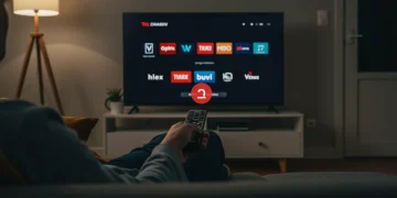Persona configurando alertas de nuevos episodios en su televisor inteligente en México.