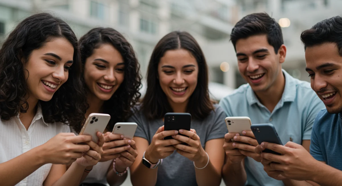 Jóvenes mexicanos interactuando con videos de formato corto de marcas locales.