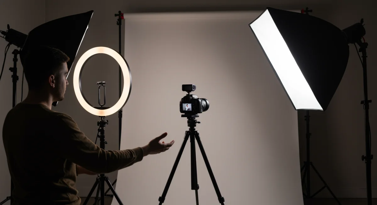 Creador de contenido grabando un video corto para redes sociales