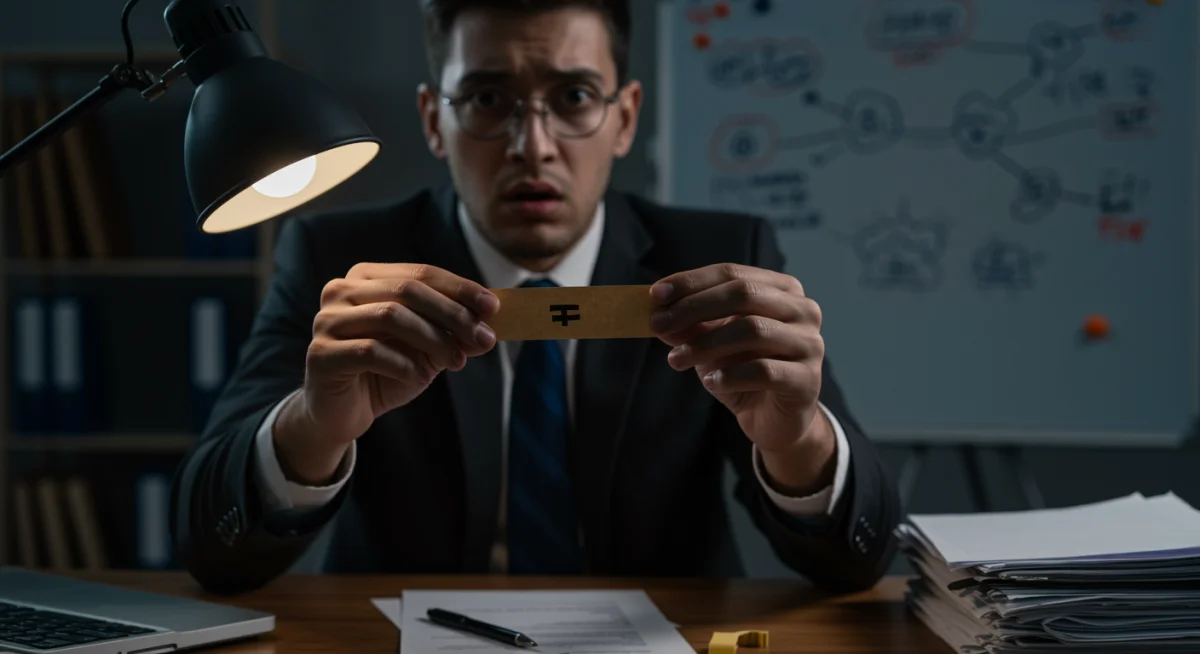 Detective mexicano pensativo examinando pistas en una oficina oscura