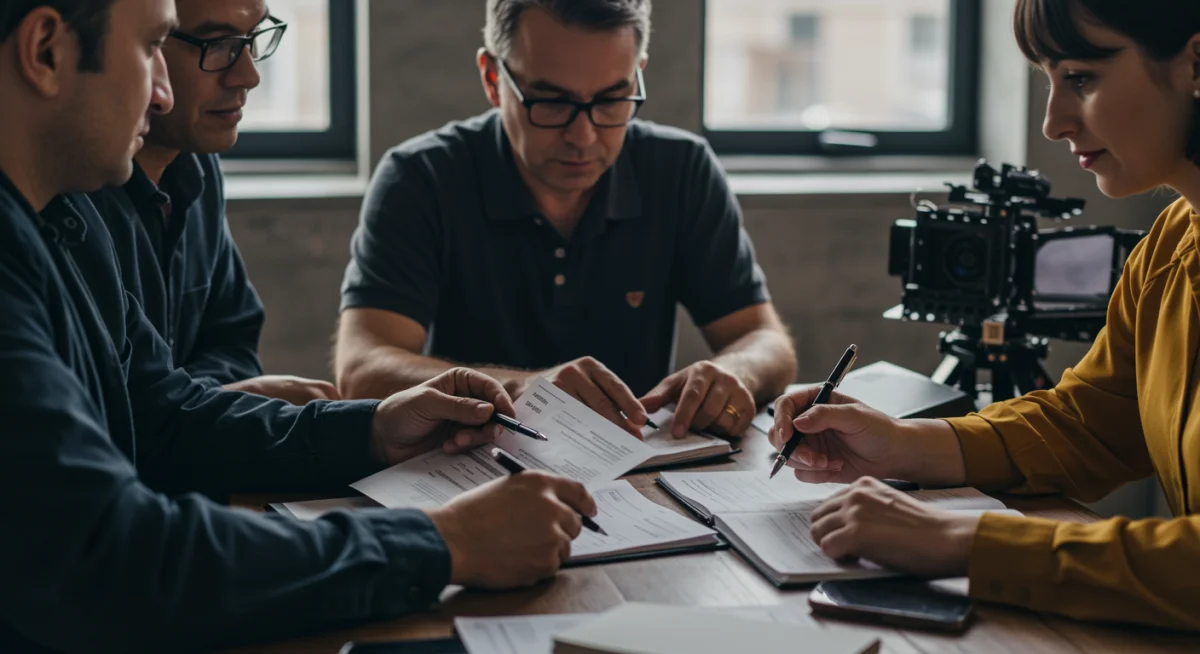 Equipo de producción audiovisual discutiendo estrategias de optimización fiscal para proyectos en México.