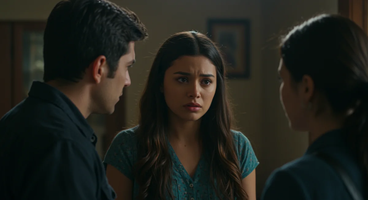 Escena dramática de una serie mexicana, mostrando el impacto emocional que una banda sonora original puede transmitir.