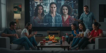 Grupo diverso viendo serie internacional subtitulada al español mexicano en 2026