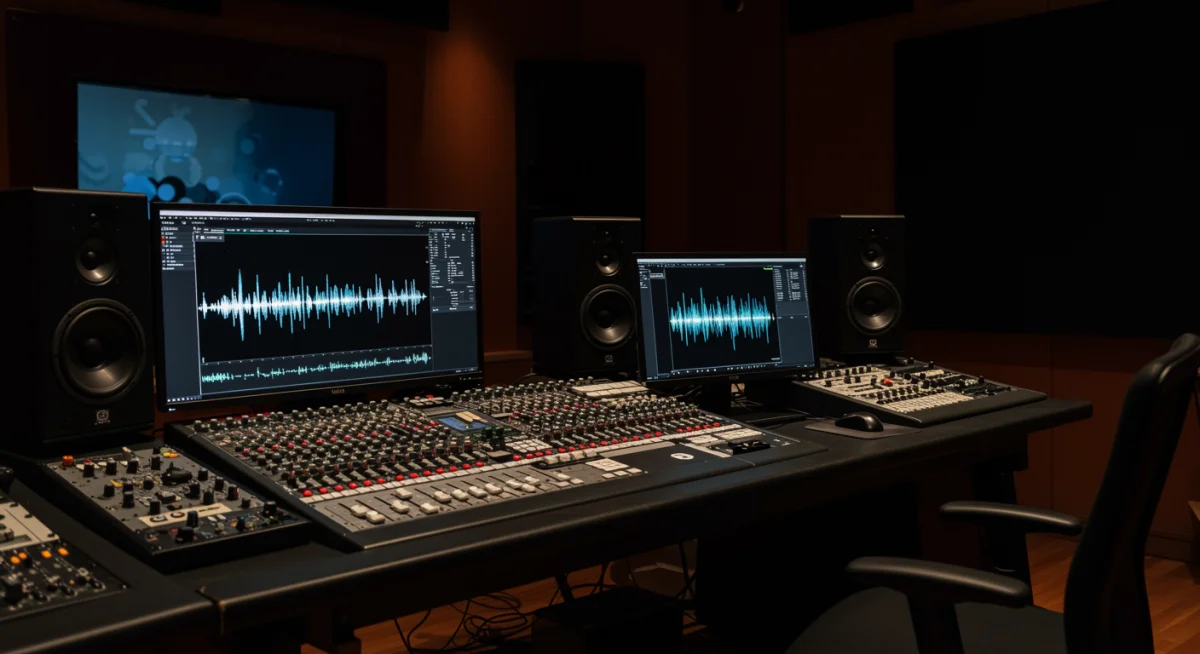 Ingeniero de sonido aplicando IA en mezcla de audio