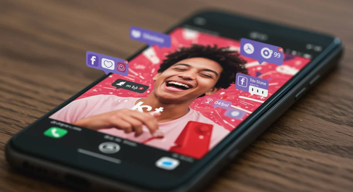 Joven interactuando con un video corto en TikTok, mostrando el engagement