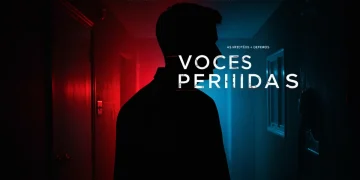 Póster de 'Voces Perdidas', un thriller mexicano oscuro y enigmático que insinúa misterio y suspenso.