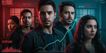 Actores de la serie mexicana de éxito en streaming, celebrando el aumento de audiencia.