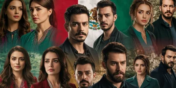Cartel promocional vibrante con escenas y personajes icónicos de las series turcas más populares en México para 2026, destacando su riqueza cultural y dramática.
