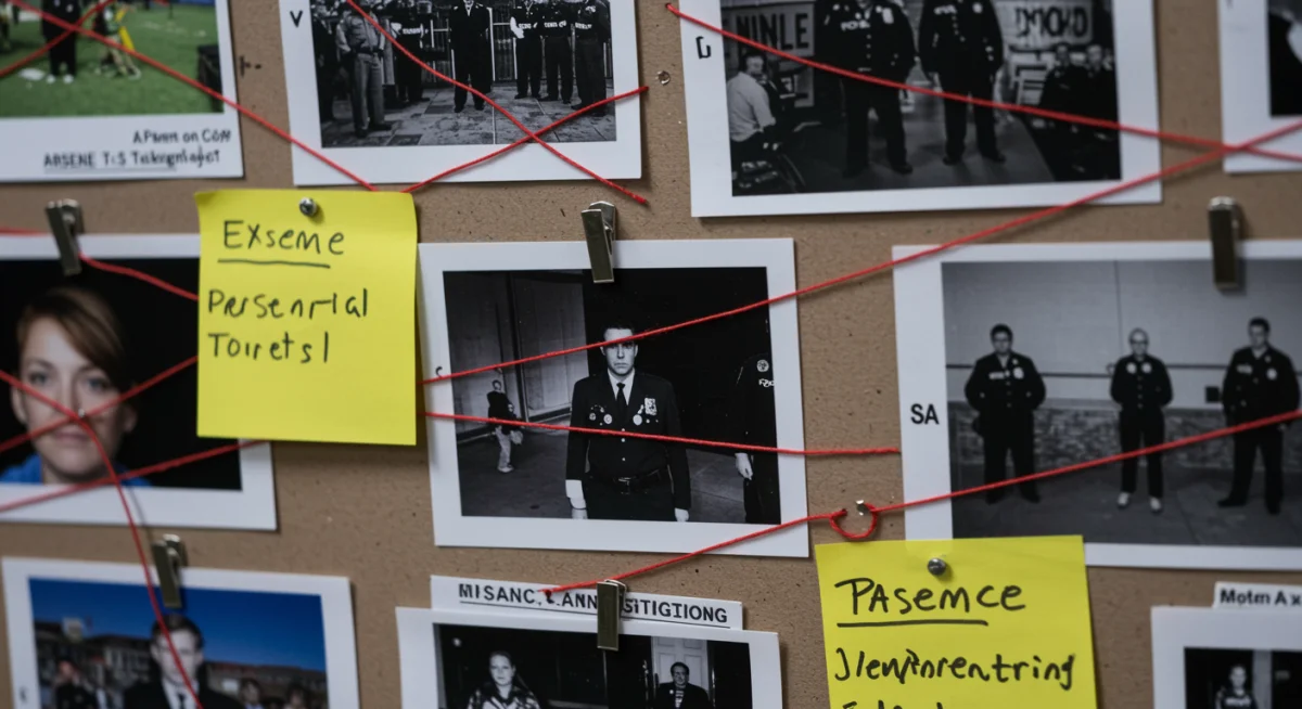 Tablero de evidencia forense en una investigación de crimen escandinavo